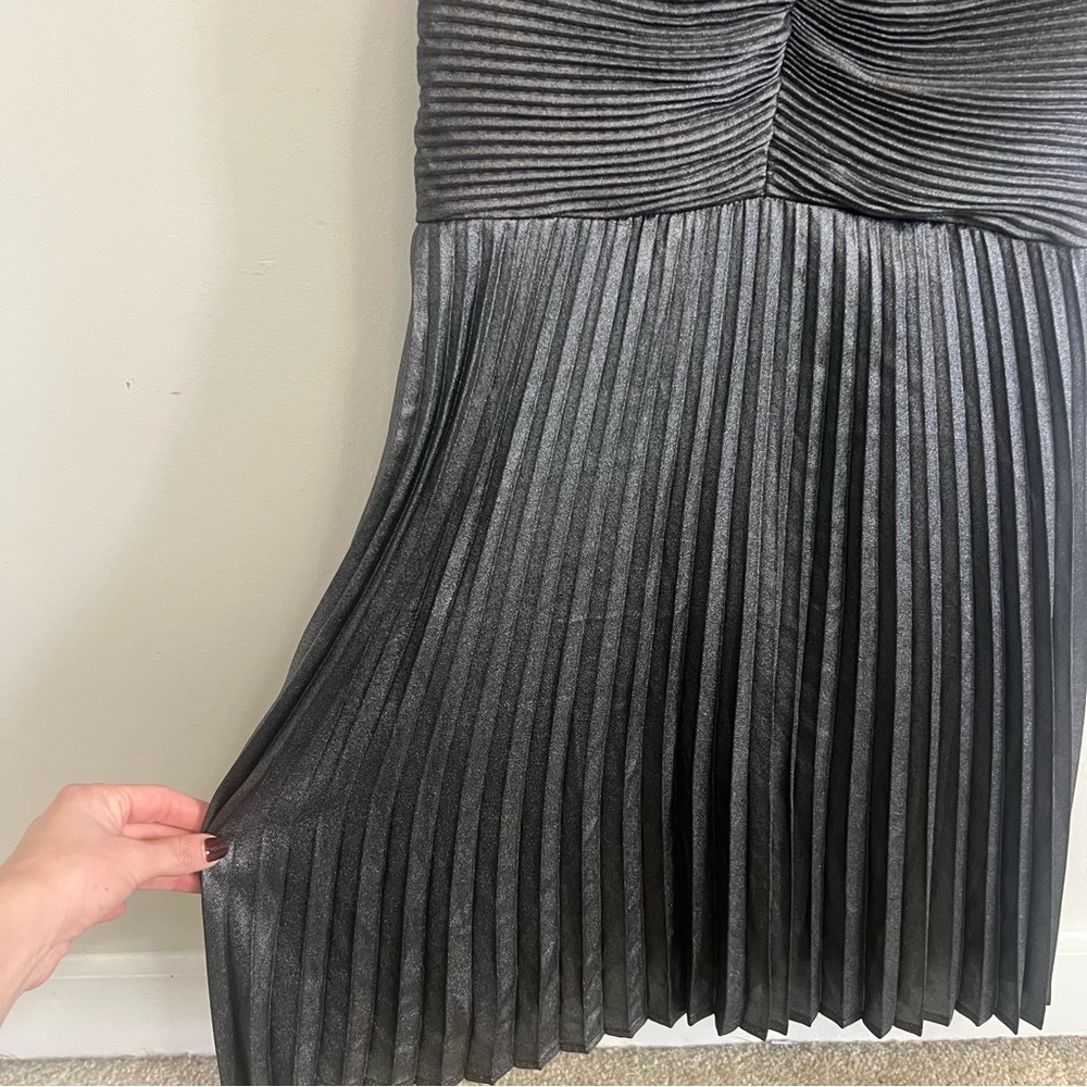 Express Metallic Black Pleated Mini Dress - Picture 3 of 10